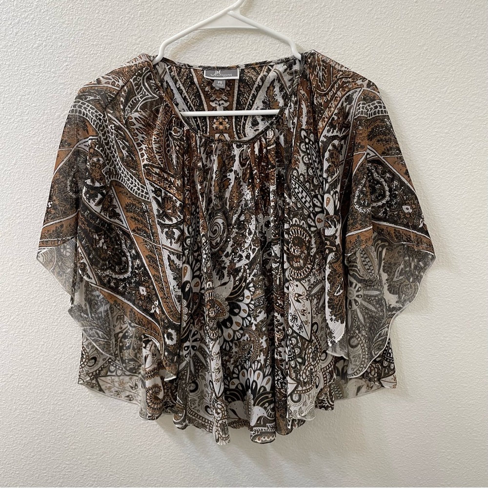 JM collection blouse tan petite small